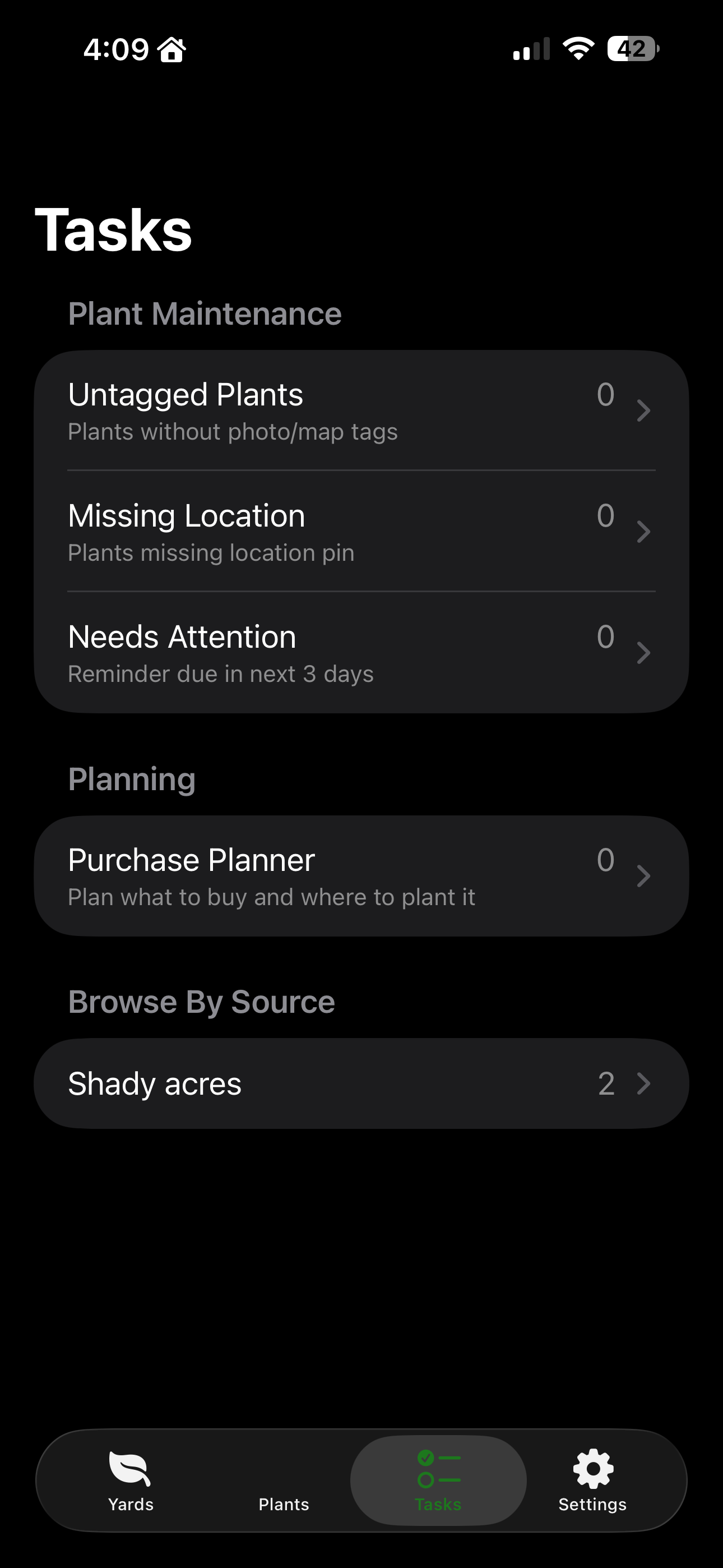 Bedhead seasonal planning workflow for upcoming planting tasks